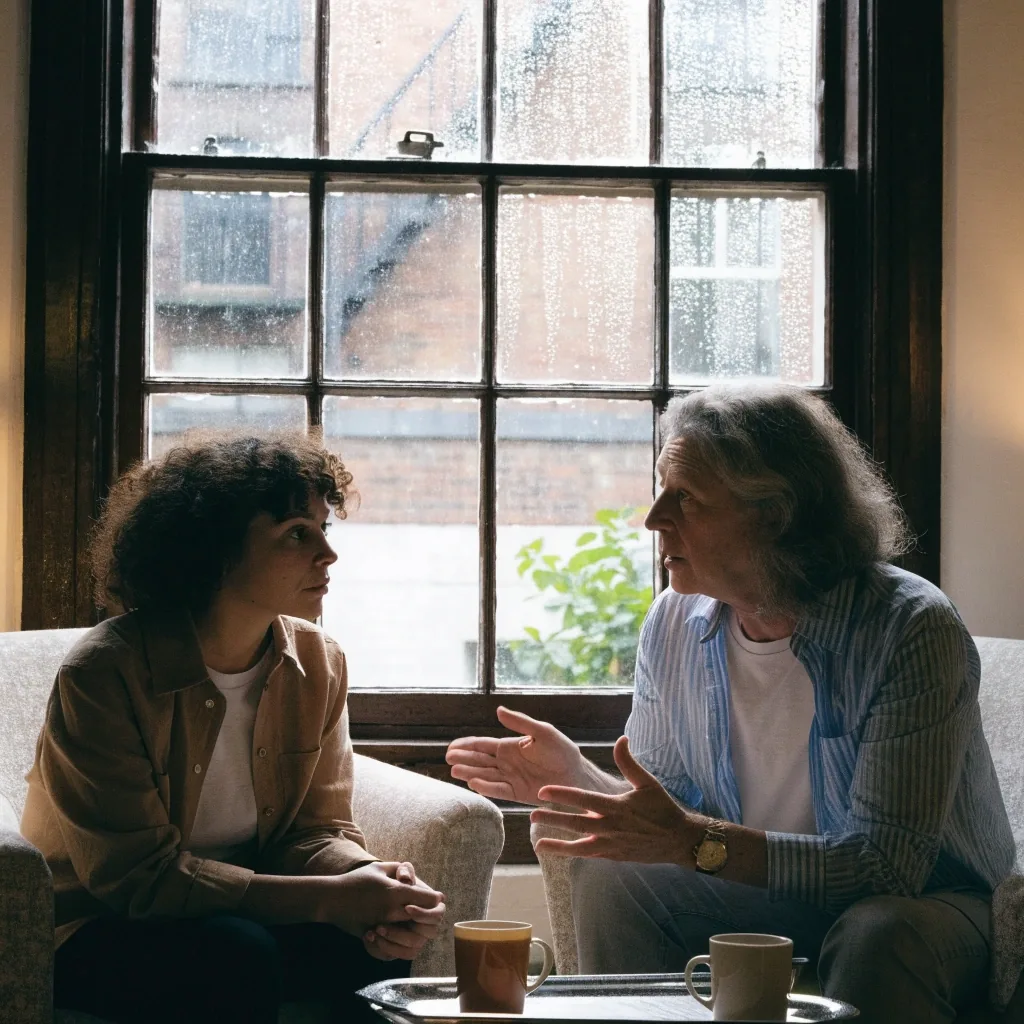 Adults talking through course options with a member of the academy team in London