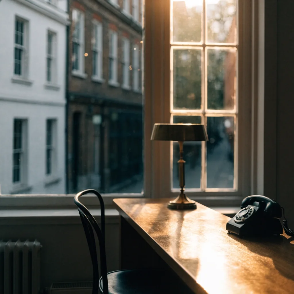 The reception desk at The Dress English Academy in Bloomsbury, London